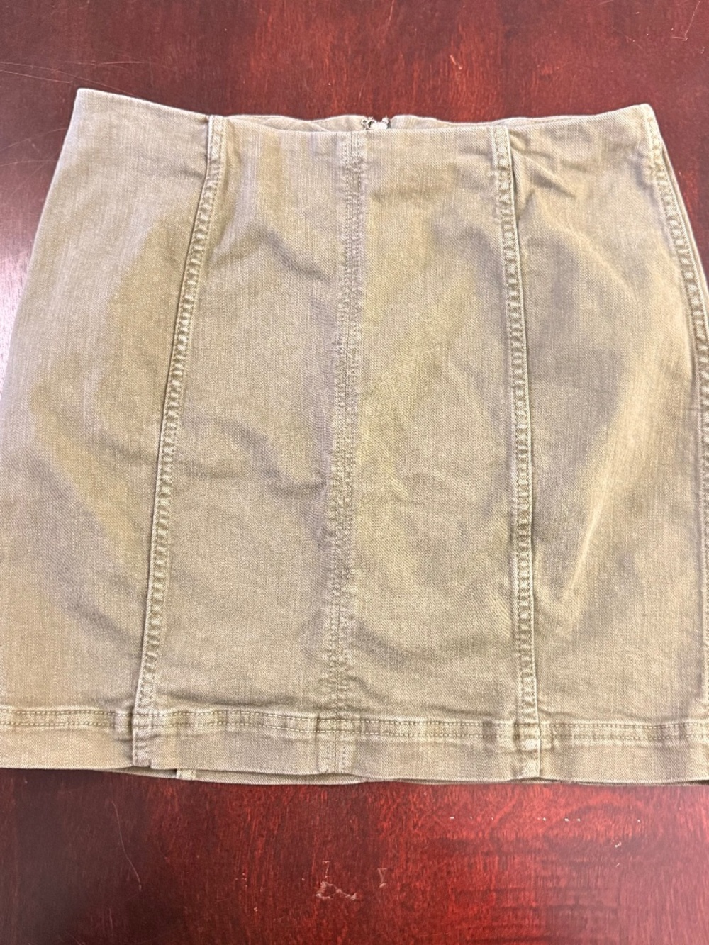 Free People Olive Green Denim Mini Skirt Size 8